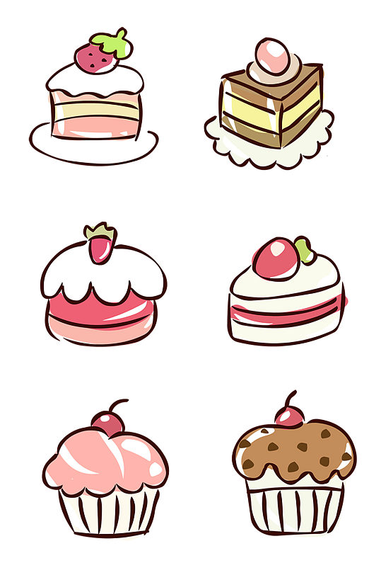 食物元素卡通甜点蛋糕-众图网