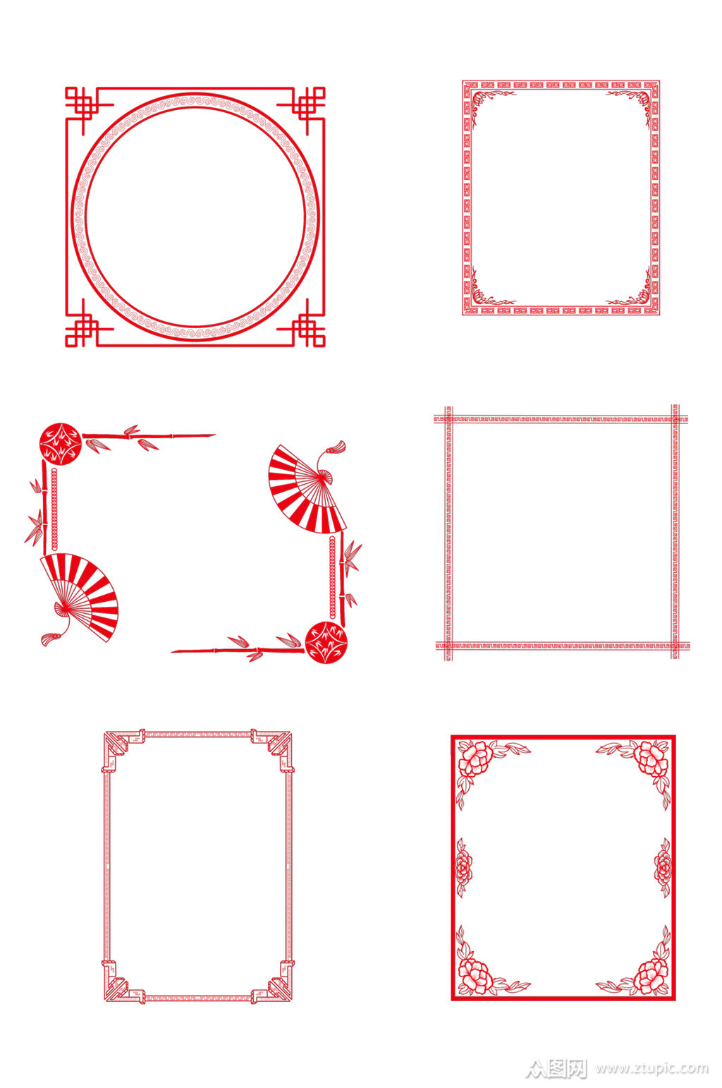 红色春节剪纸边框素材