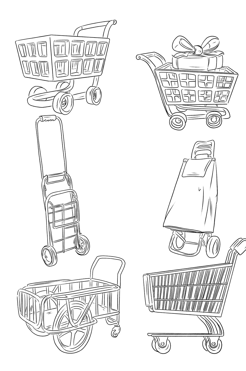 购物车简笔画画法图片