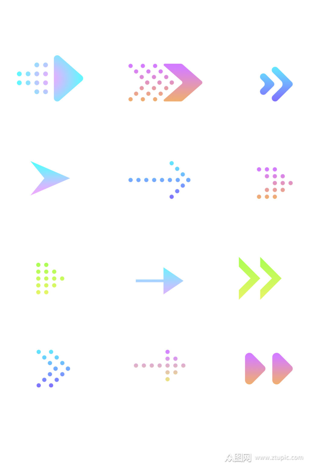 立体简约渐变箭头图标素材