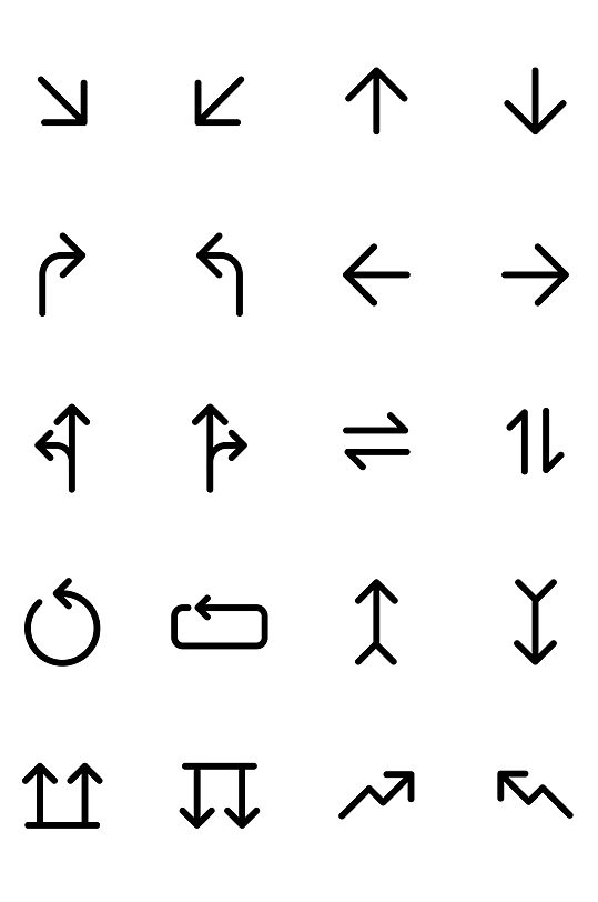 箭头icon黑白线性元素