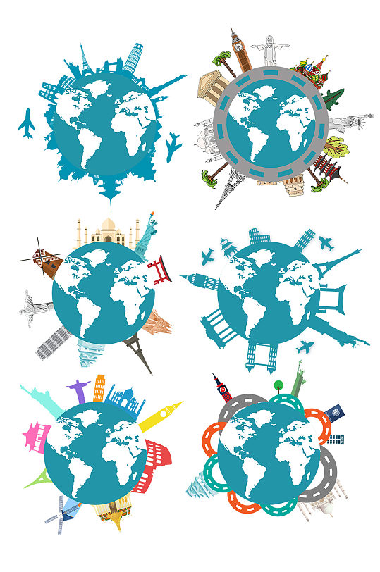 卡通环球世界建筑元素设计