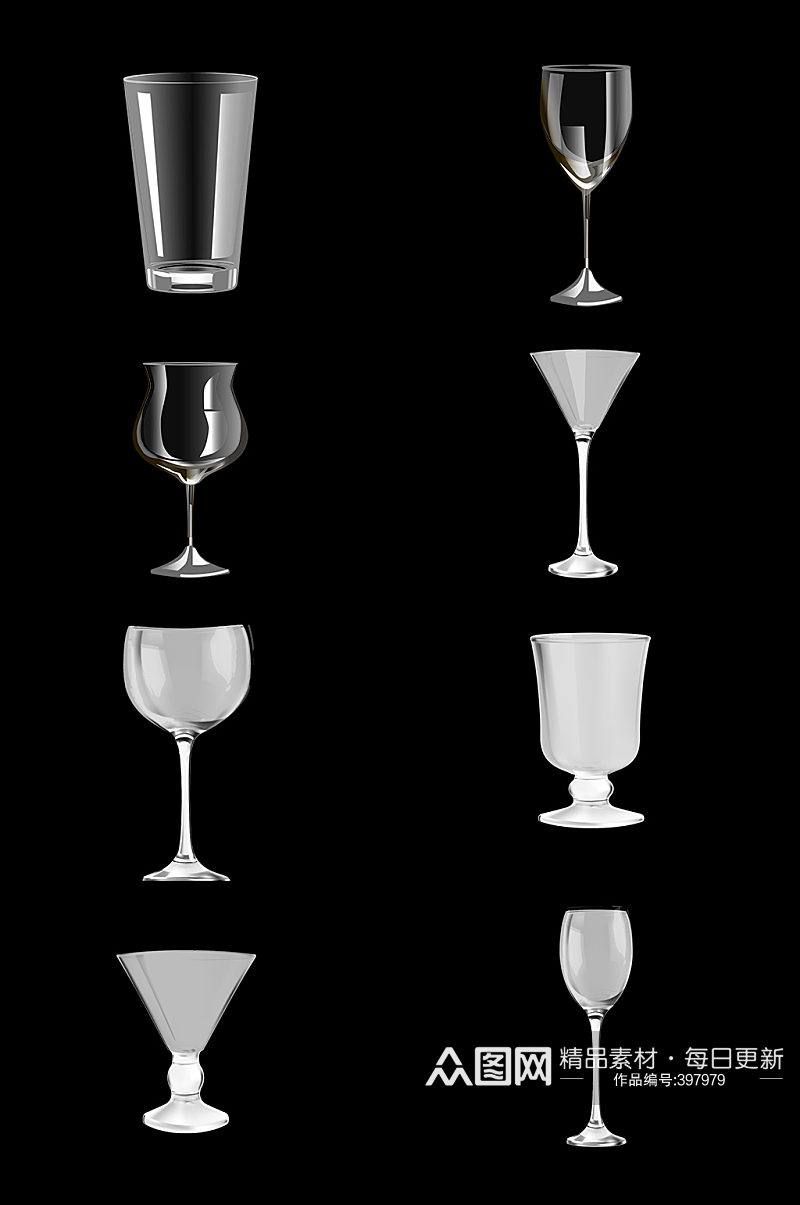 玻璃杯红酒杯水晶杯免抠素材