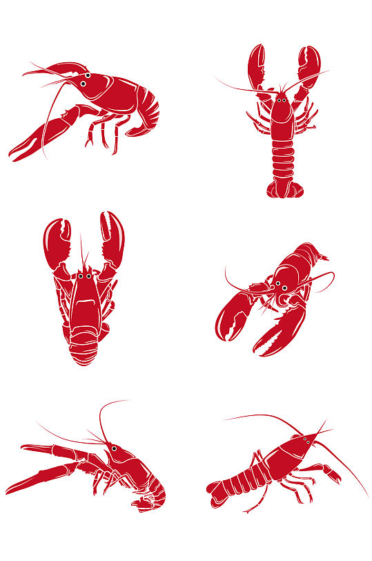 手绘矢量卡通小龙虾形象