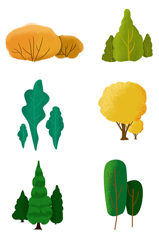 手绘树绿植秋树免抠素材
