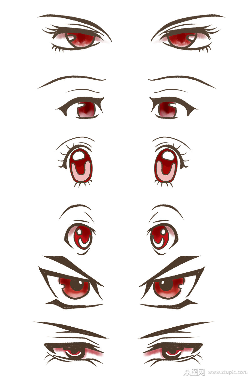 卡通人物眼睛表情免抠模板下载-编号400380-众图网