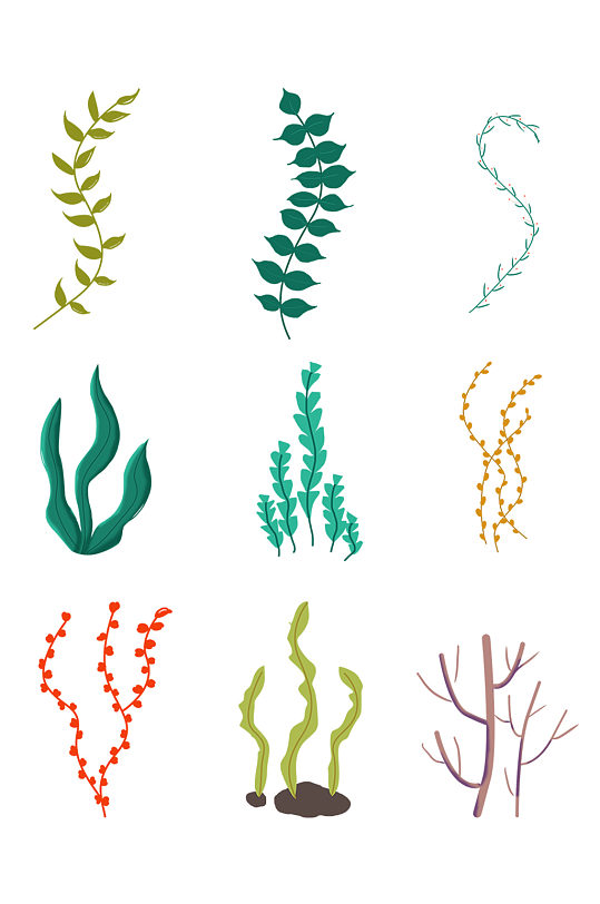 海底绿色海草水草植物素材