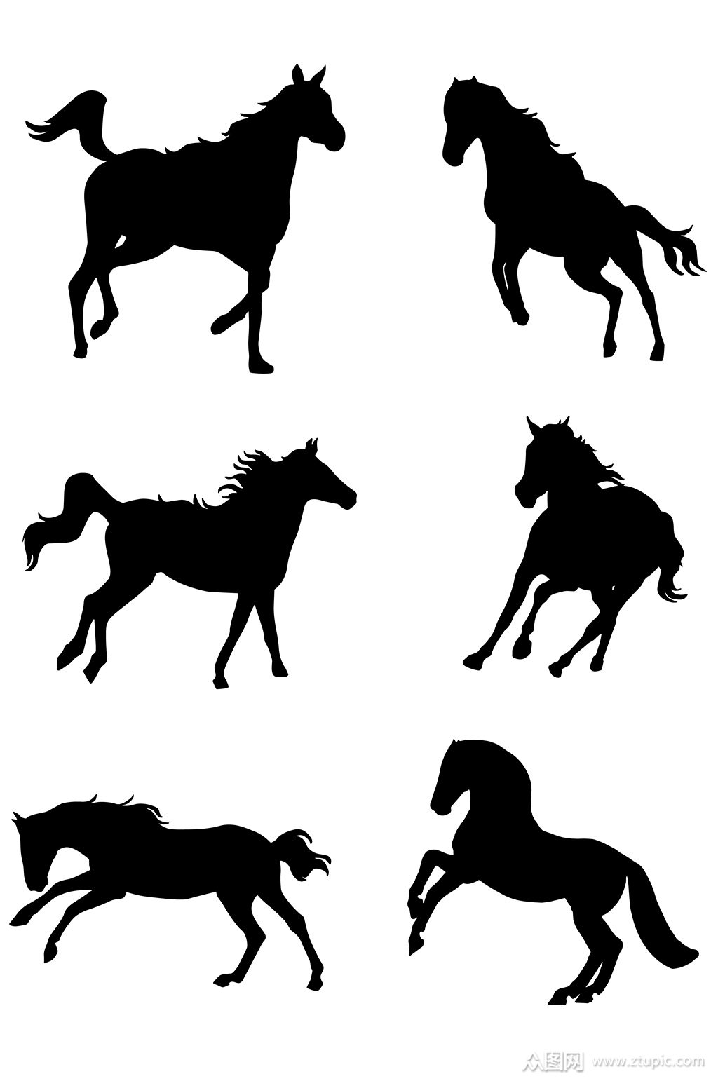 马剪影矢量剪影元素