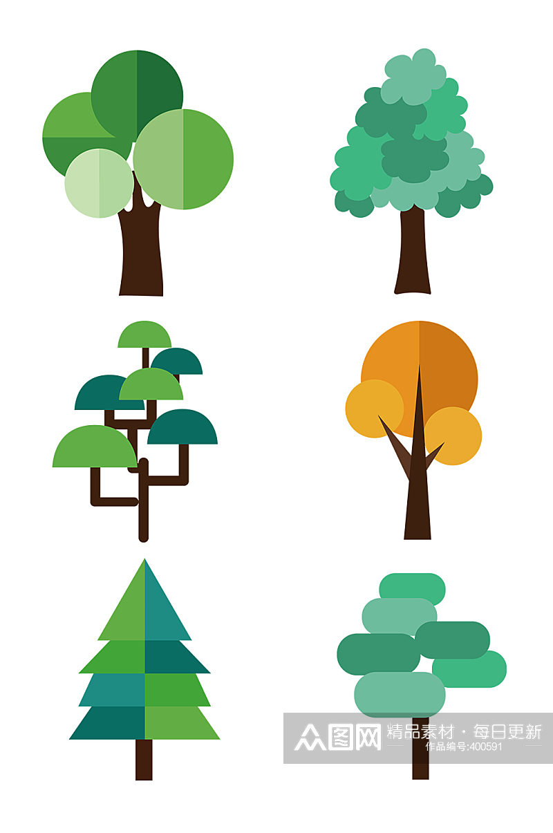 矢量树插画秋树图形合集素材