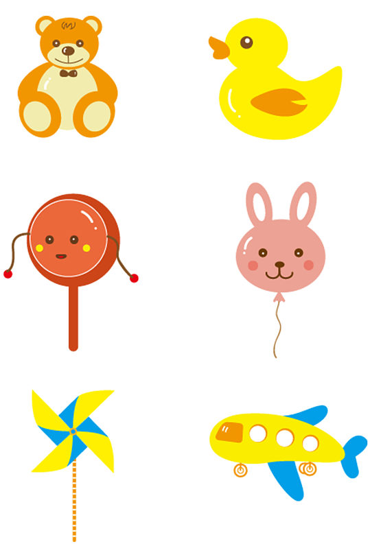 可爱卡通儿童玩具矢量素材