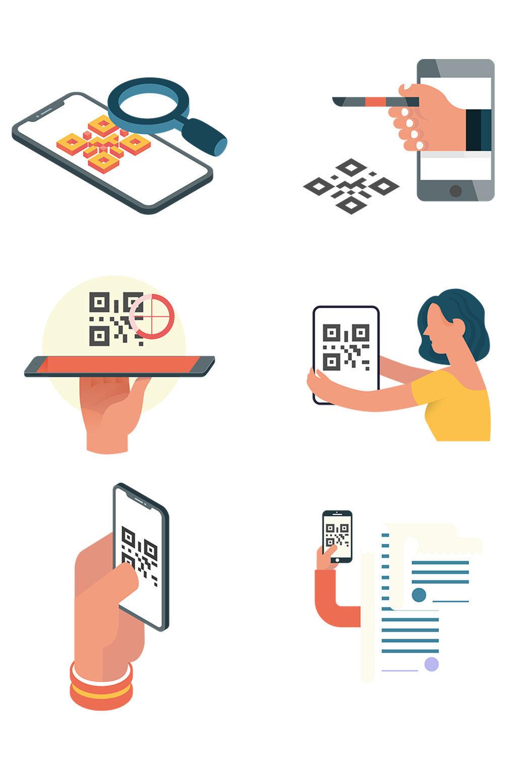 扁平化扫二维码场景免抠