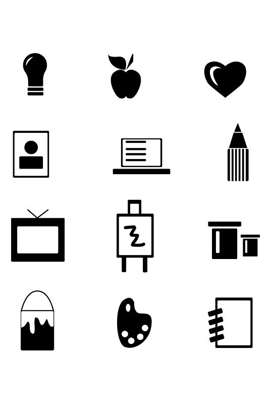 常用黑白图标集矢量素材-众图网