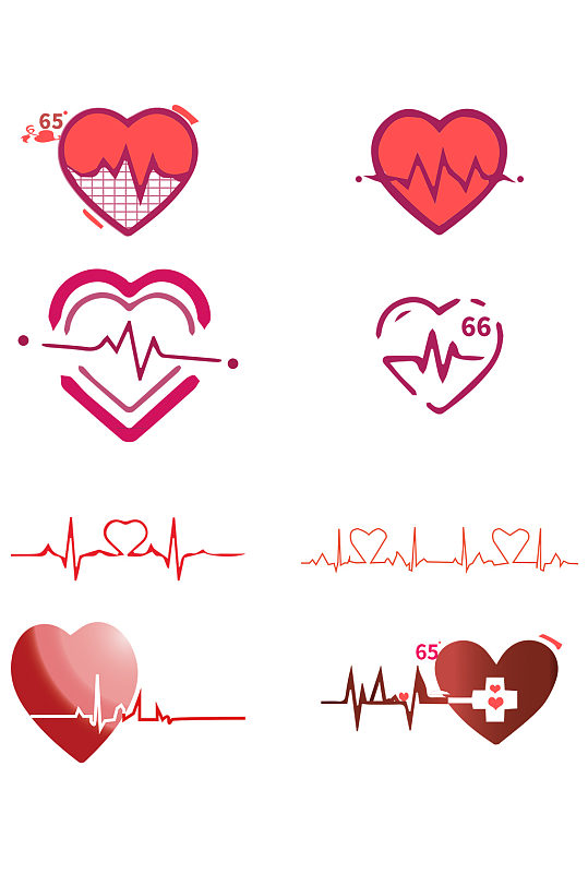 爱心心电图素材心跳元素