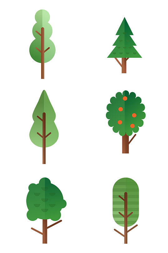 绿色的卡通树矢量素材 大树矢量图