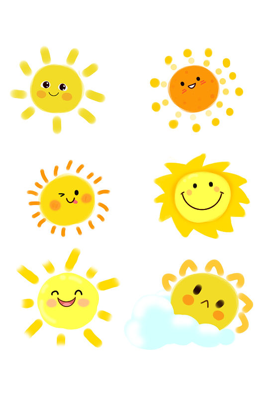 萌趣可爱卡通手绘太阳阳光-众图网