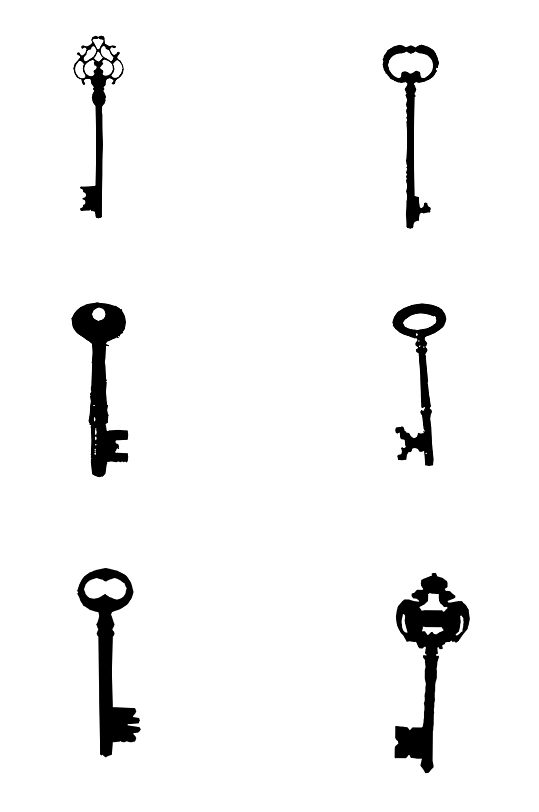 实用钥匙剪影免抠素材