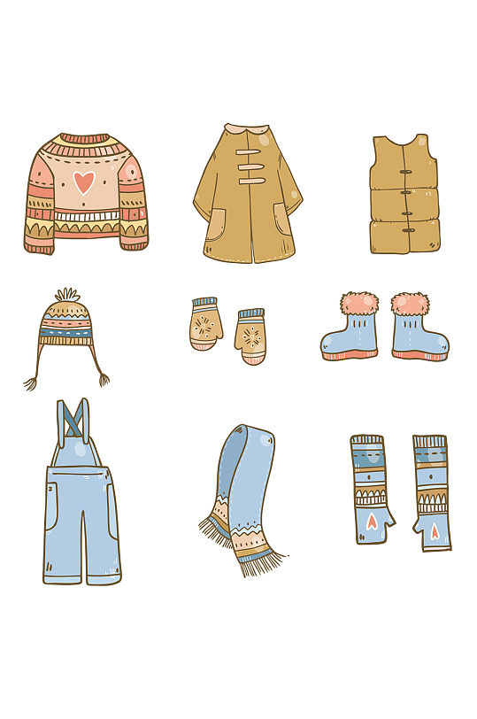 卡通冬天衣服png元素