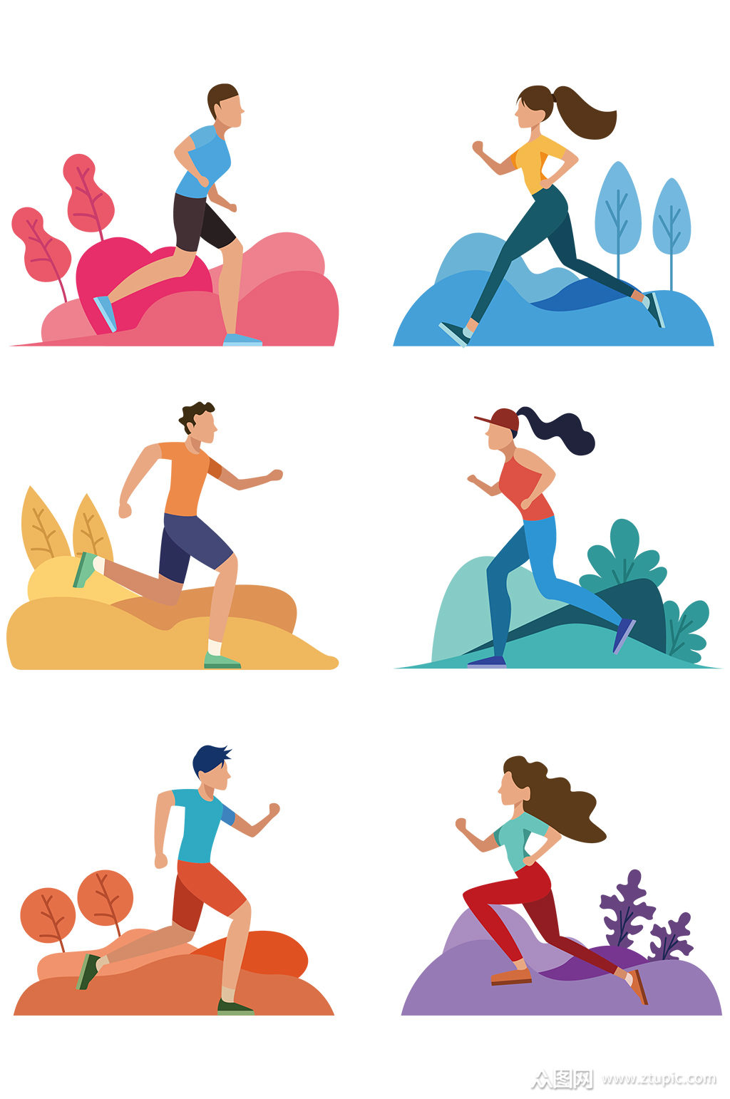 运动员跑步矢量元素人物 人矢量图素材