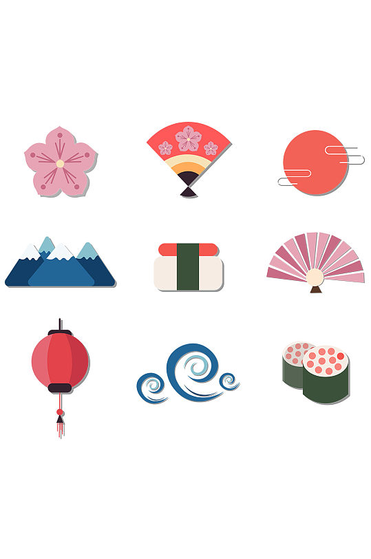 扁平风日系矢量日式元素