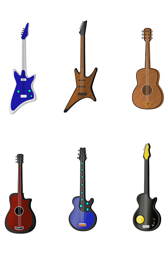 吉他剪影矢量素材