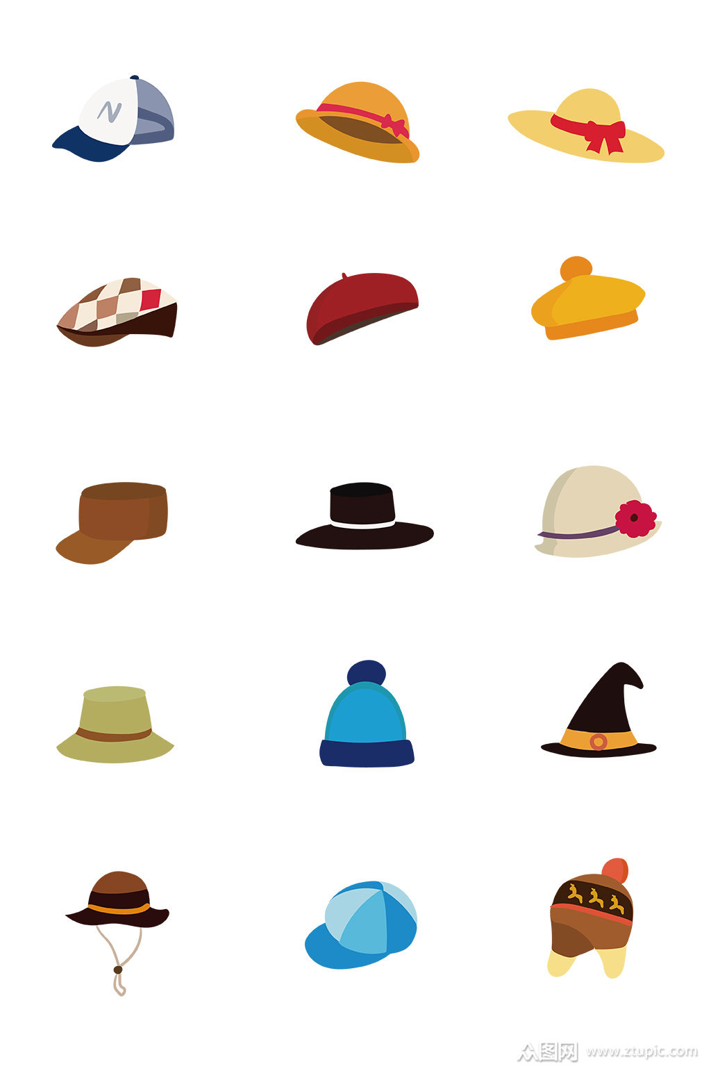 卡通手绘帽子免抠元素