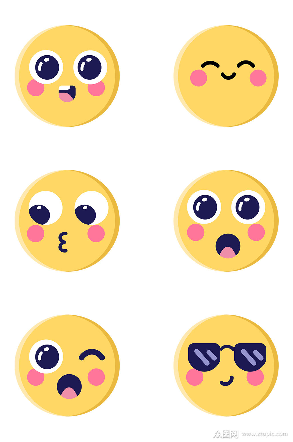 表情五官贴纸聊天矢量手绘模板下载-编号407357-众图网