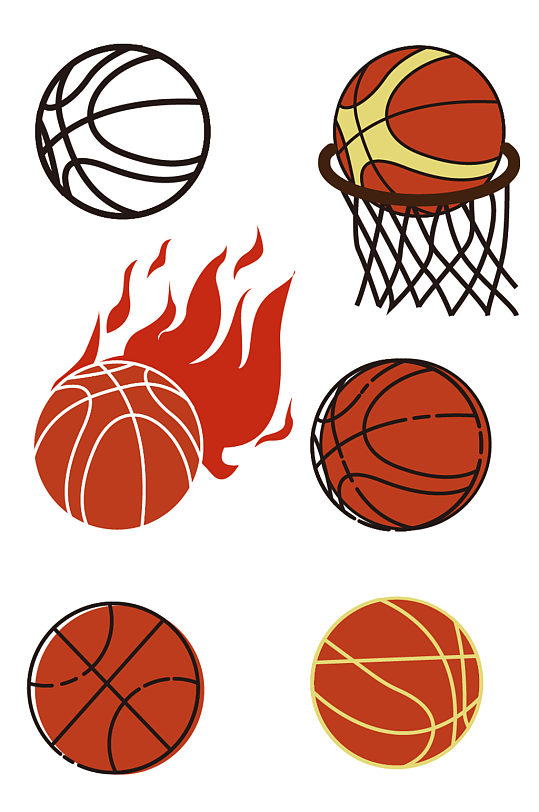 矢量卡通生活装饰篮球素材-众图网