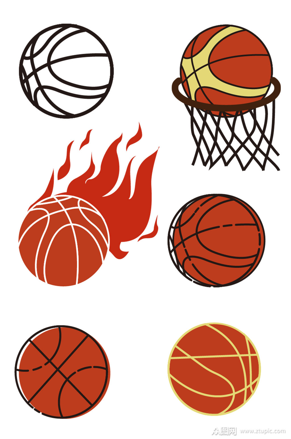 矢量卡通生活装饰篮球素材素材