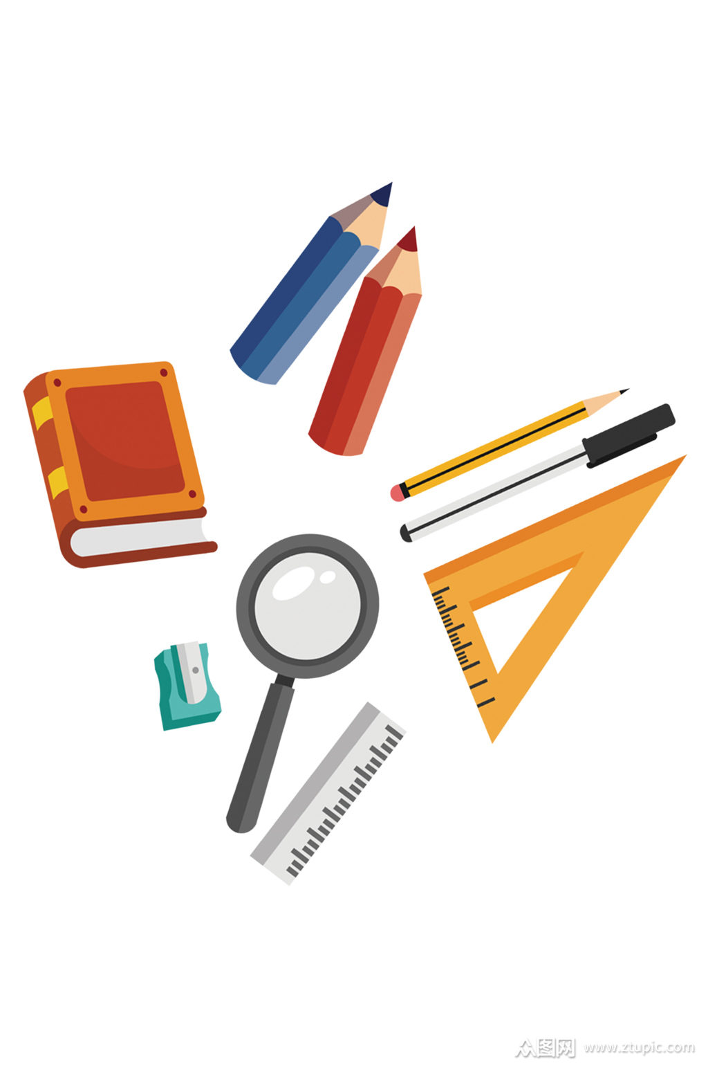 卡通学习用品文具素材
