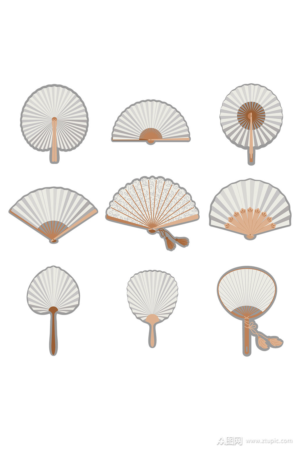 中国风扇子折扇素材模板下载-编号408144-众图网