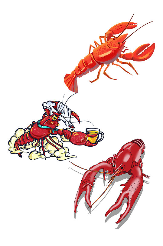 插画美味海鲜小龙虾素材