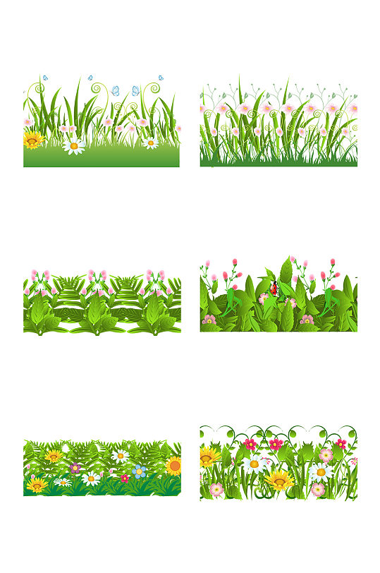 草地鲜花主题元素草丛