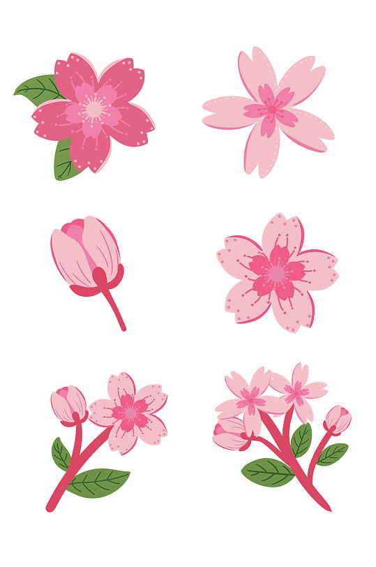 花和花瓣粉色手绘矢量元素