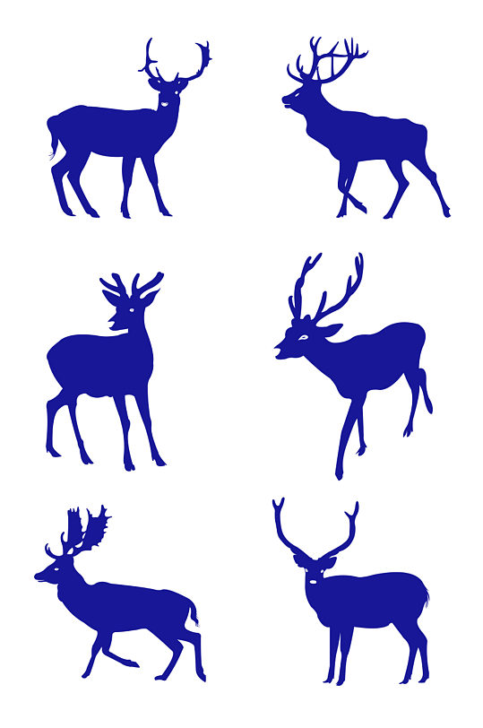鹿剪影矢量图免抠素材