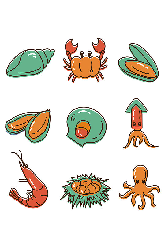 海鲜插画广告菜单小龙虾