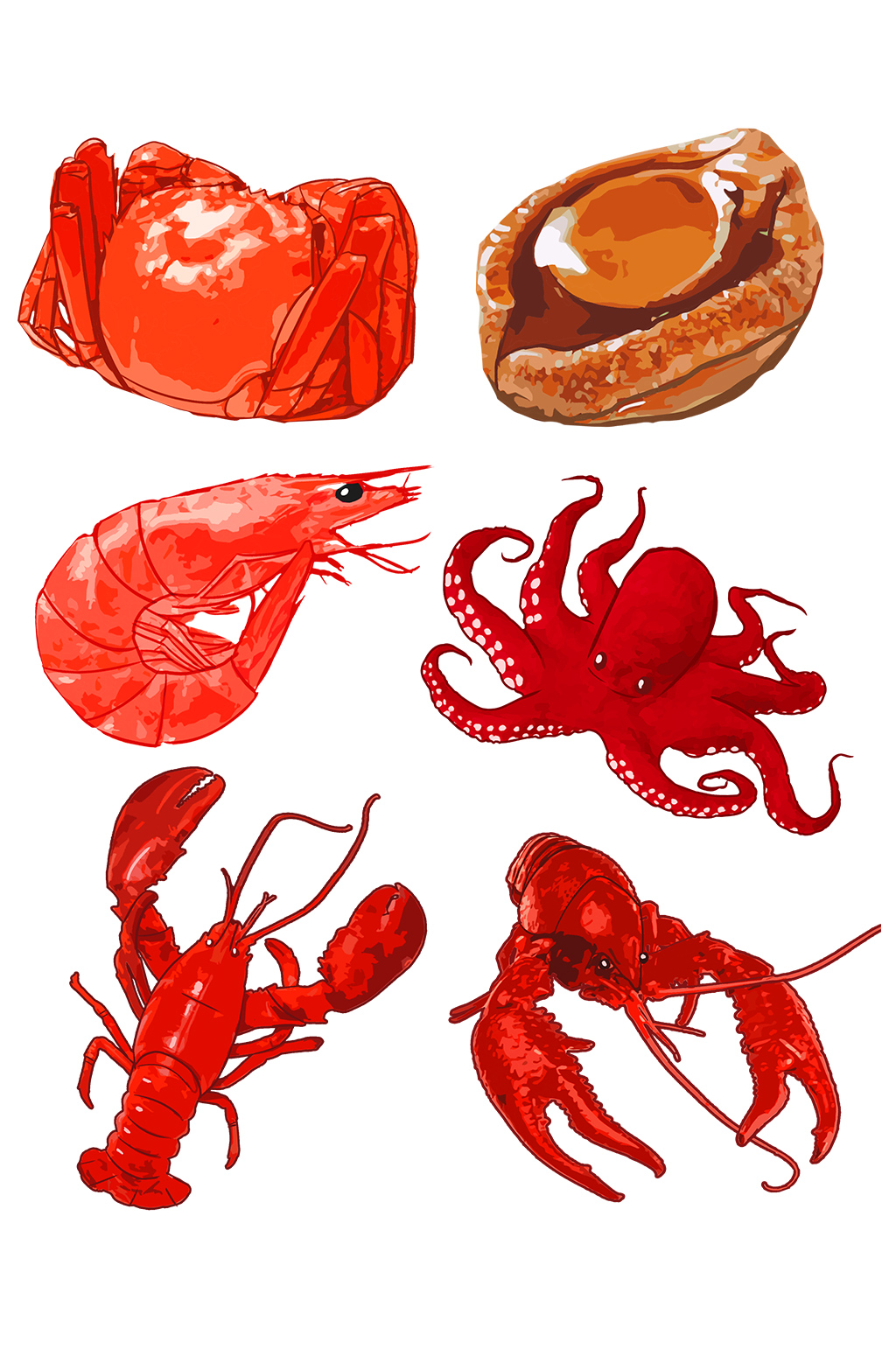 海鲜插画广告菜单小龙虾