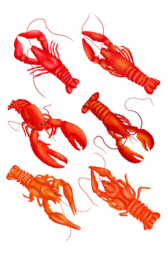 海鲜小龙虾插画传统免抠