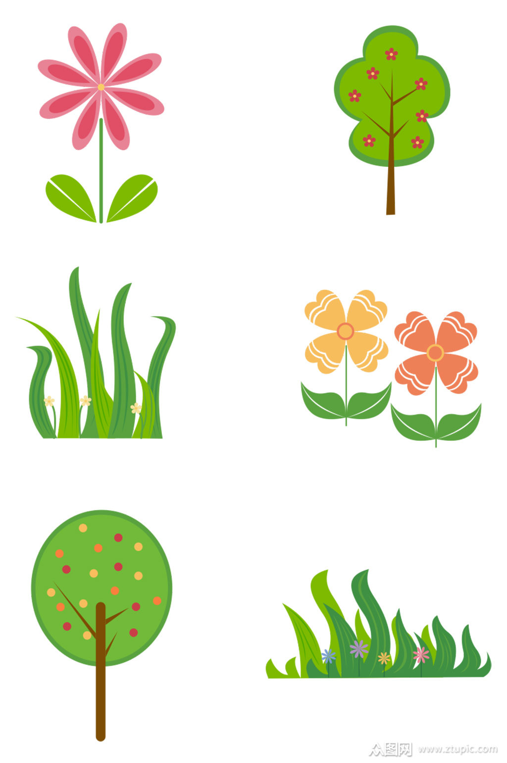 卡通校园花草树木造型