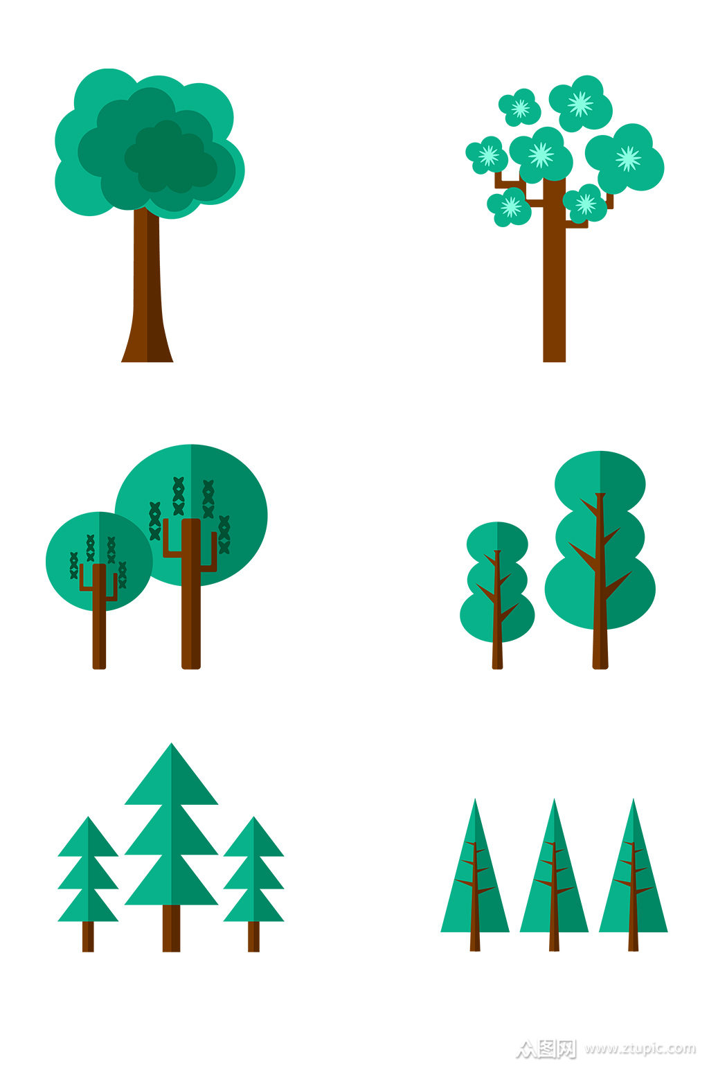 树几何图形绿植免抠