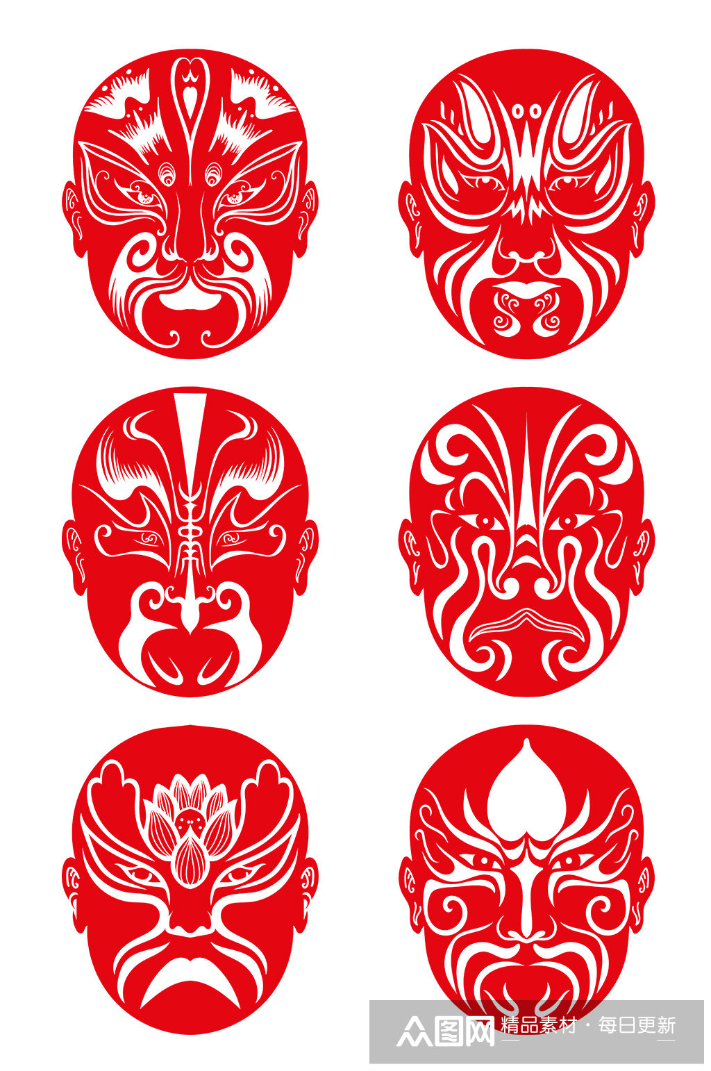 多款京剧脸谱剪纸