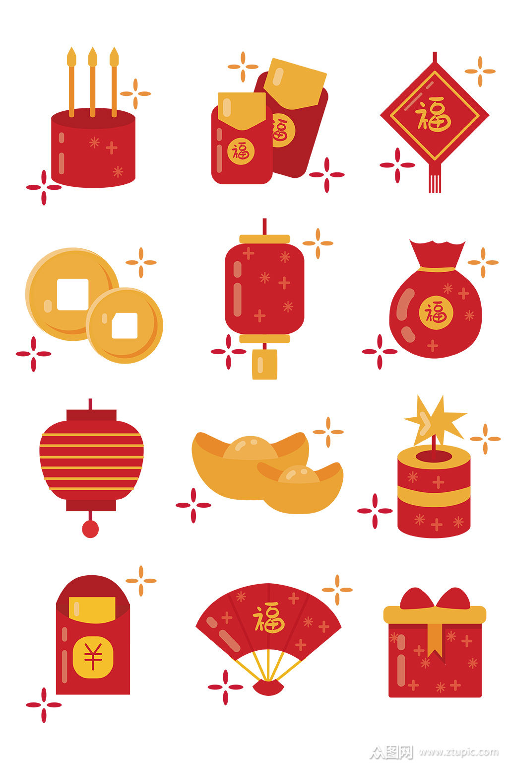 中国春节矢量红包灯笼图标灯笼矢量图