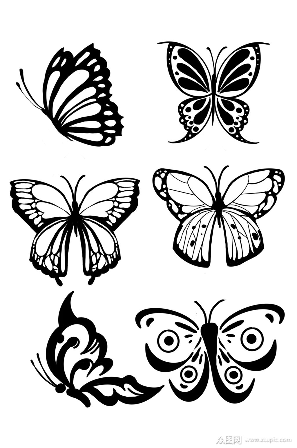 手绘蝴蝶图片矢量元素素材