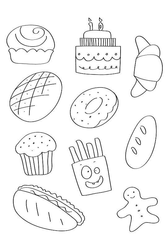 面包矢量图线稿素材