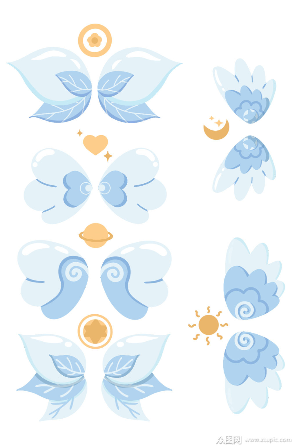 可爱卡通的翅膀插画素材