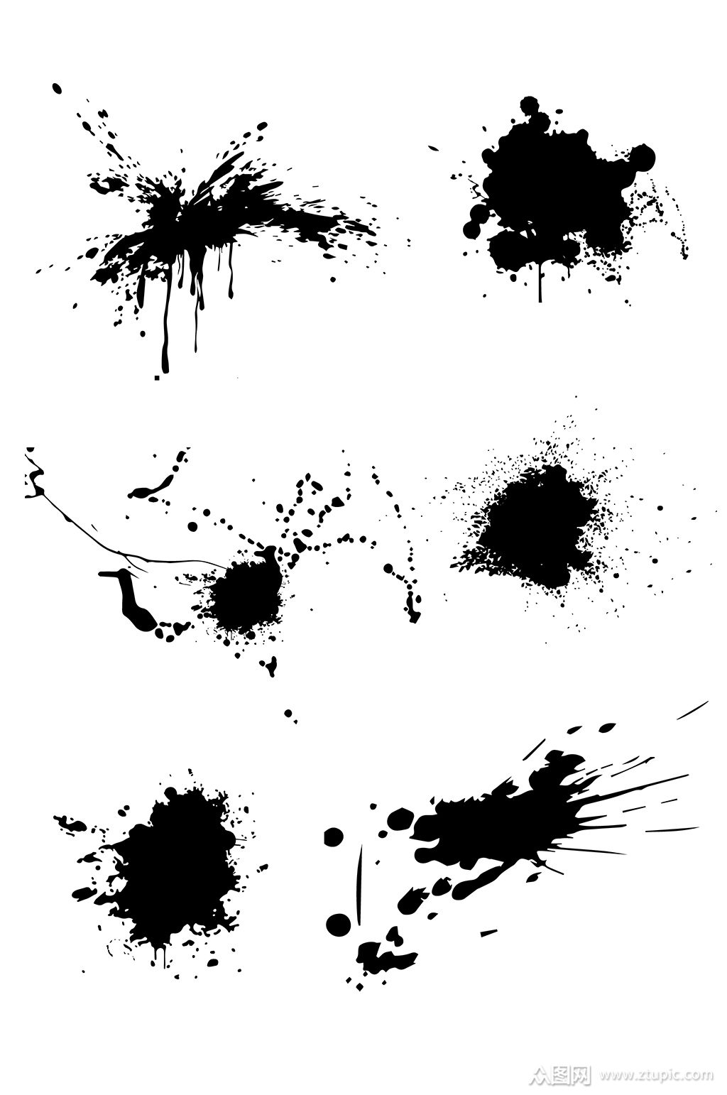 墨色墨迹喷溅书法装饰元素素材