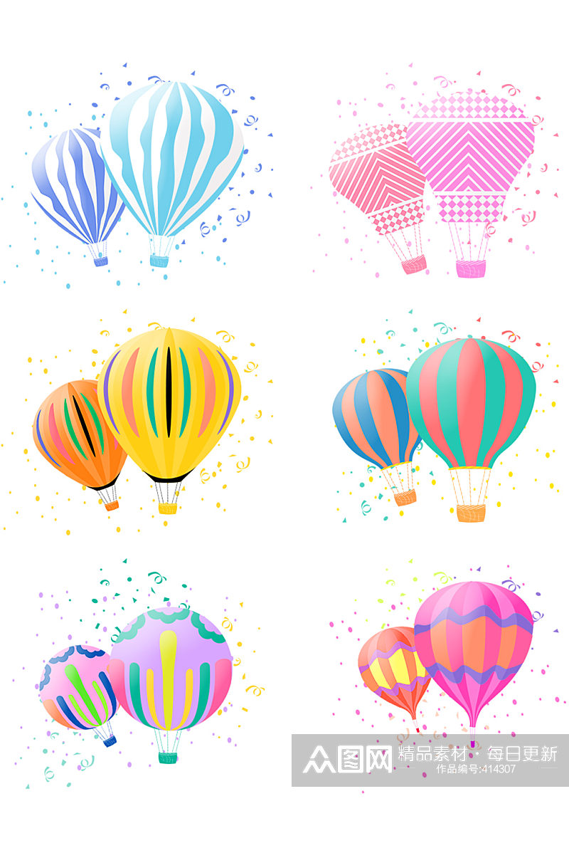 漂浮气球彩色热气球素材素材