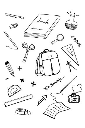 学生文具粉笔画元素免抠素材下载-众图网