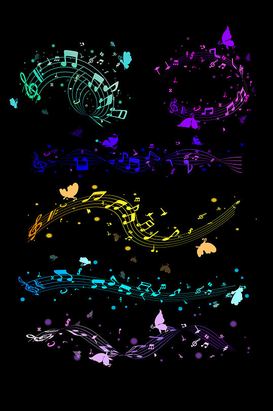 矢量创意音乐符号音符免抠