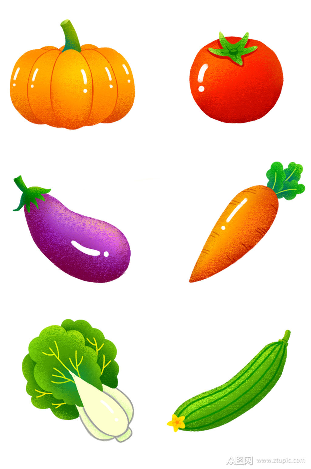 手绘可爱卡通简约蔬菜套图素材