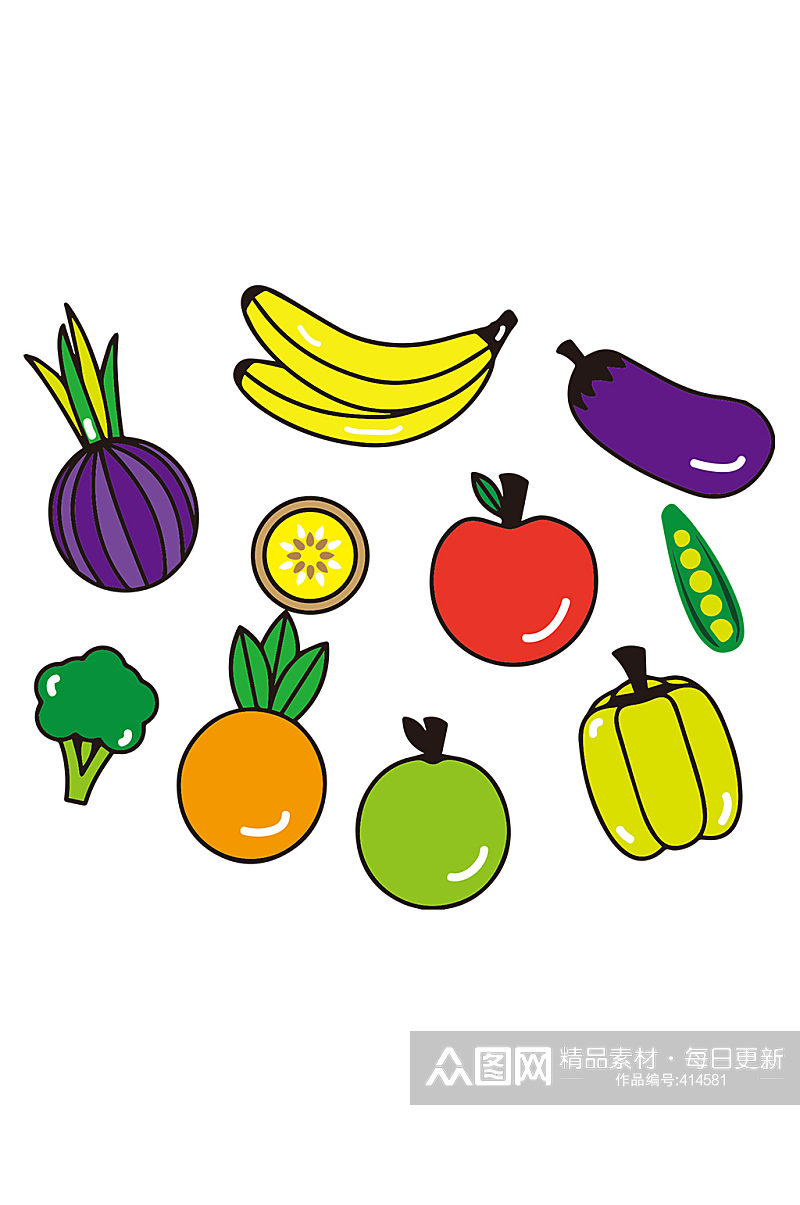 新鲜蔬菜水果图案素材